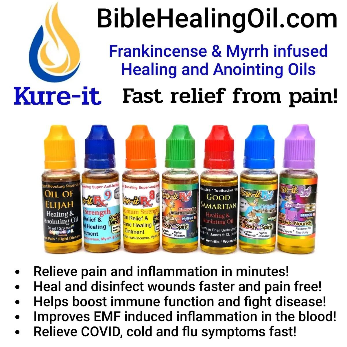 Soothe pain fast with Kure-it Rx9 Ultra, infused with sacred black frankincense and myrrh to heal wounds, calm inflammation, and strengthen your immune defense—naturally.  Use promo code HISGLORY for 20% off plus FREE 20ml Oil of Elijah with your first $99+ purchase!